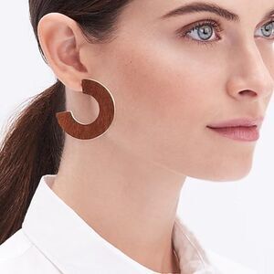 J. Crew Gold Brown Party Hoop Earrings Formal Evening Prom $49